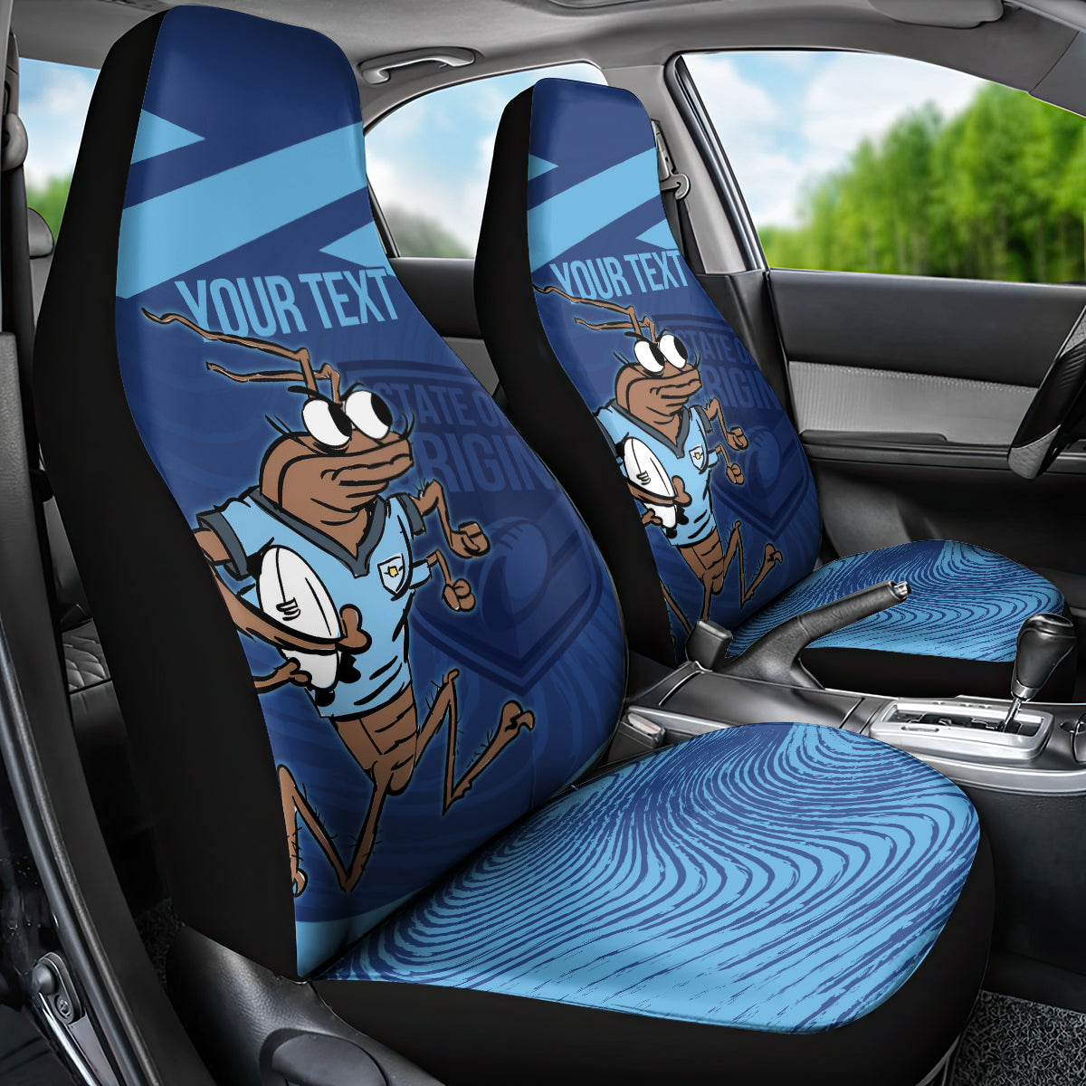 Custom New South Wales Rugby Car Seat Cover Blues Cockroach Origin Sporty