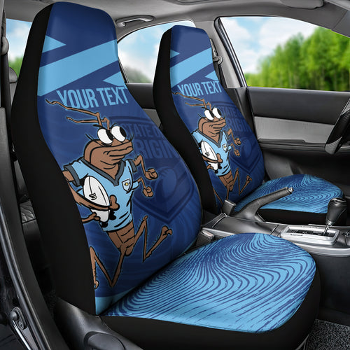 Custom New South Wales Rugby Car Seat Cover Blues Cockroach Origin Sporty