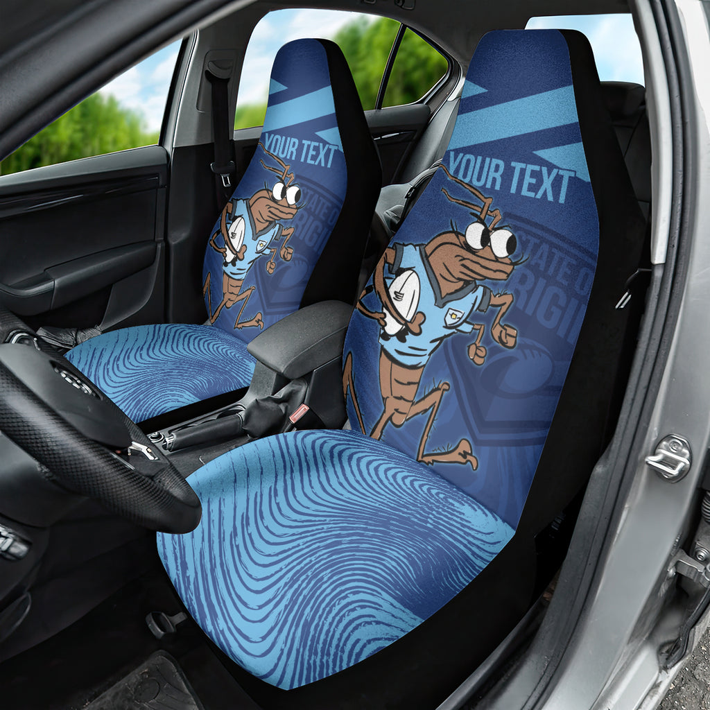 Custom New South Wales Rugby Car Seat Cover Blues Cockroach Origin Sporty