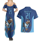 Custom New South Wales Rugby Couples Matching Summer Maxi Dress and Hawaiian Shirt Blues Cockroach Origin Sporty