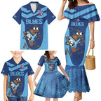 Custom New South Wales Rugby Family Matching Mermaid Dress and Hawaiian Shirt Blues Cockroach Origin Sporty