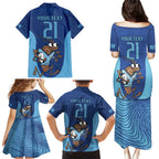 Custom New South Wales Rugby Family Matching Puletasi and Hawaiian Shirt Blues Cockroach Origin Sporty
