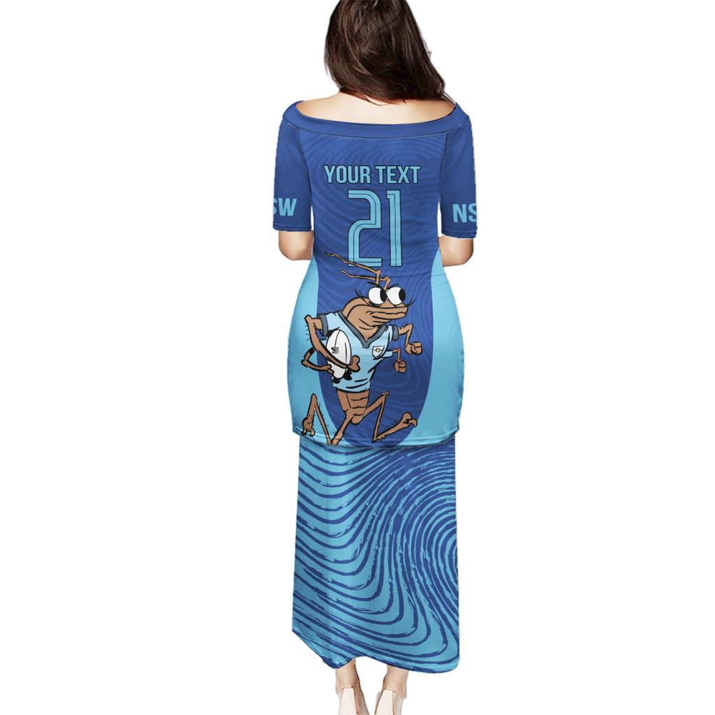 Custom New South Wales Rugby Family Matching Puletasi and Hawaiian Shirt Blues Cockroach Origin Sporty