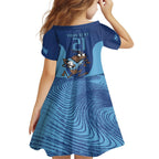 Custom New South Wales Rugby Family Matching Short Sleeve Bodycon Dress and Hawaiian Shirt Blues Cockroach Origin Sporty