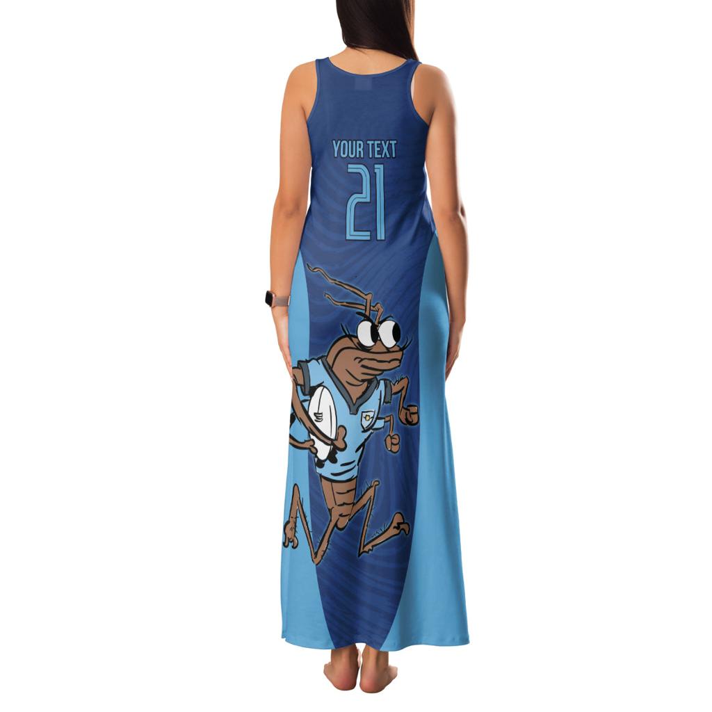 Custom New South Wales Rugby Family Matching Tank Maxi Dress and Hawaiian Shirt Blues Cockroach Origin Sporty