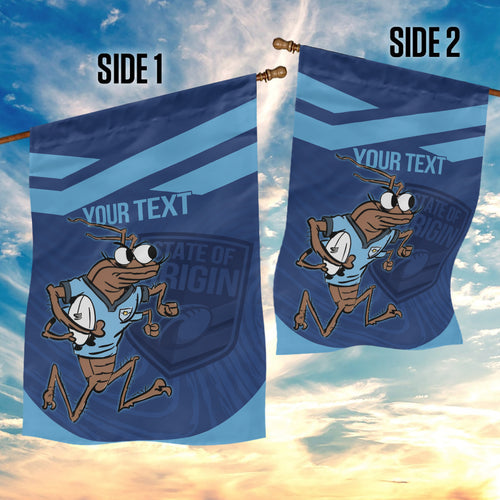 Custom New South Wales Rugby Garden Flag Blues Cockroach Origin Sporty