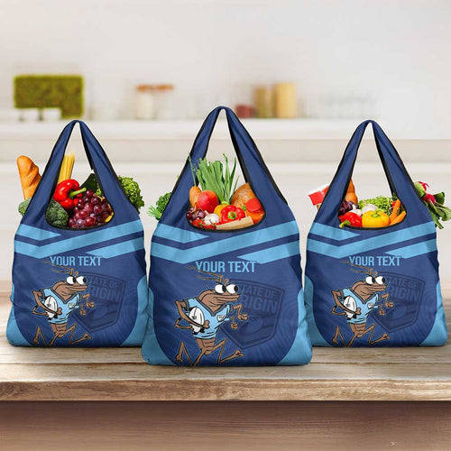 Custom New South Wales Rugby Grocery Bag Blues Cockroach Origin Sporty