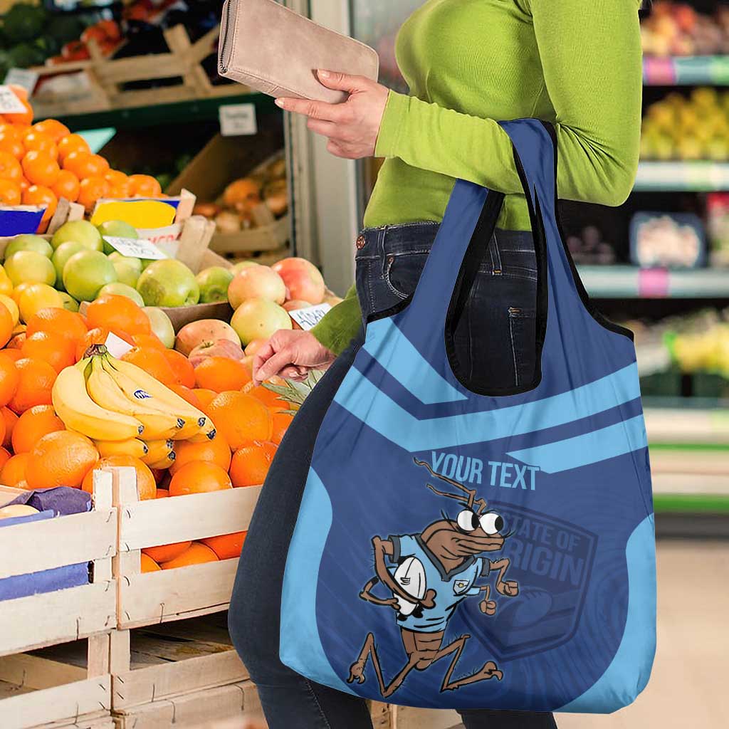 Custom New South Wales Rugby Grocery Bag Blues Cockroach Origin Sporty