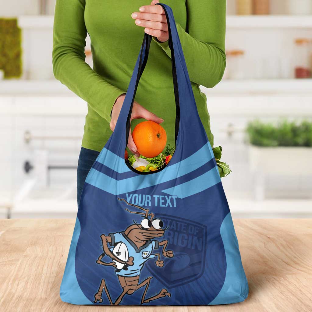 Custom New South Wales Rugby Grocery Bag Blues Cockroach Origin Sporty