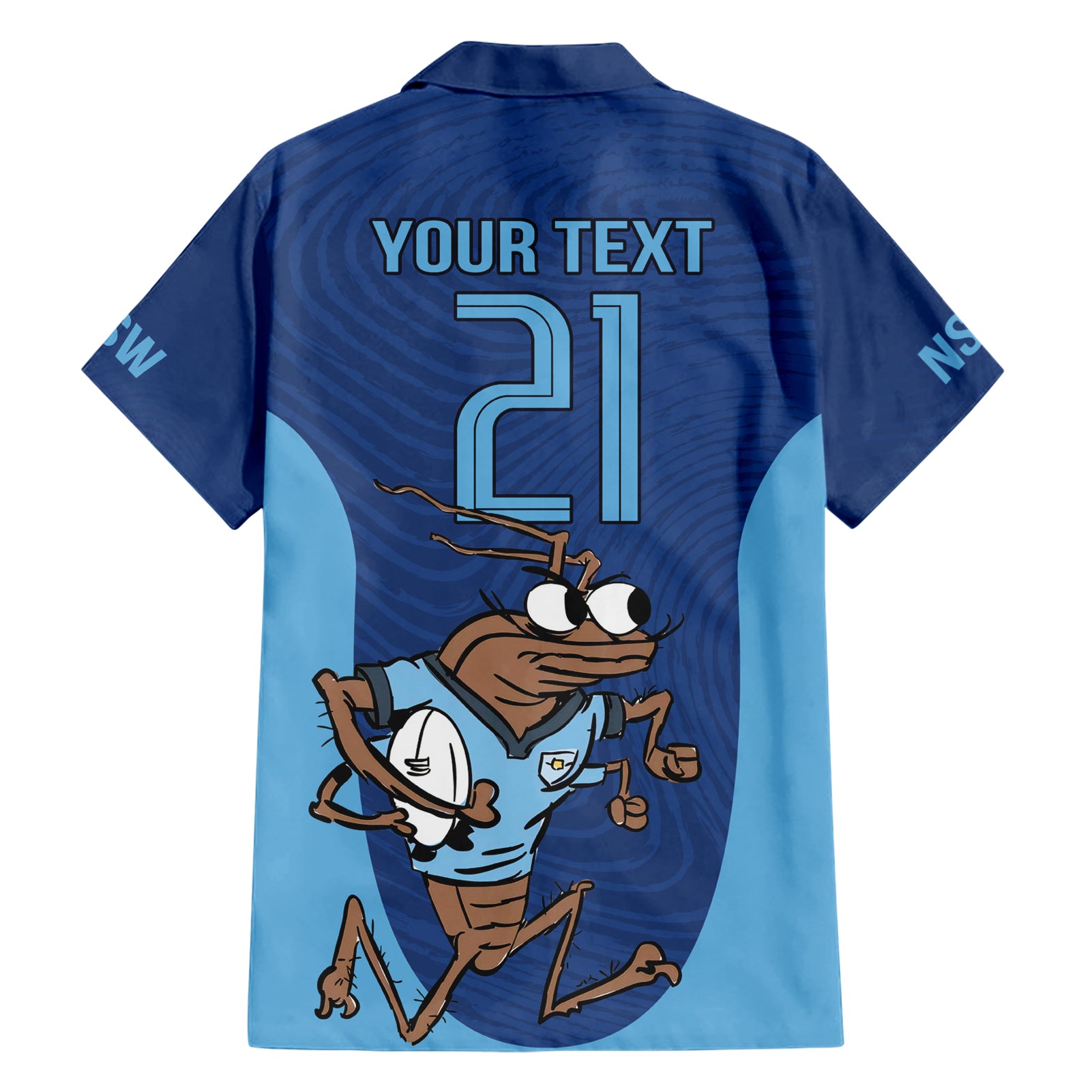 Custom New South Wales Rugby Hawaiian Shirt Blues Cockroach Origin Sporty