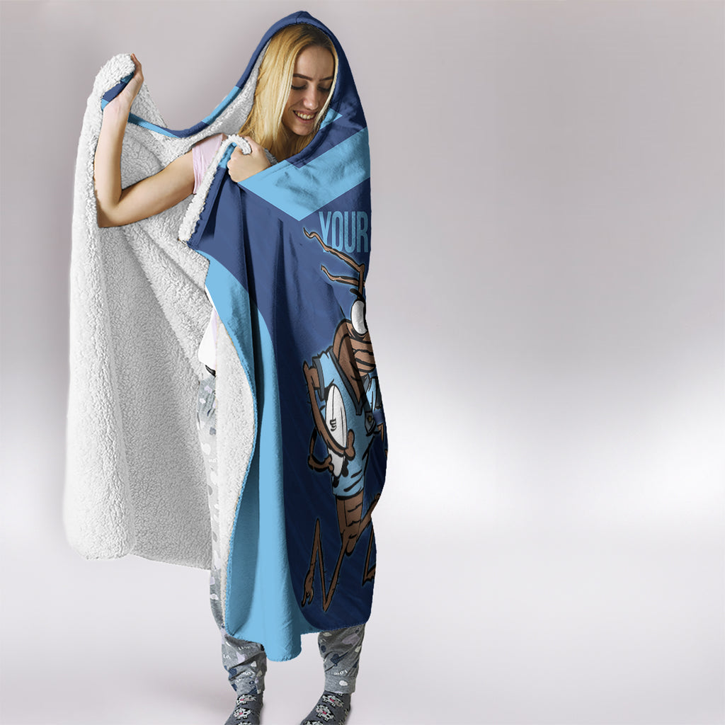 Custom New South Wales Rugby Hooded Blanket Blues Cockroach Origin Sporty