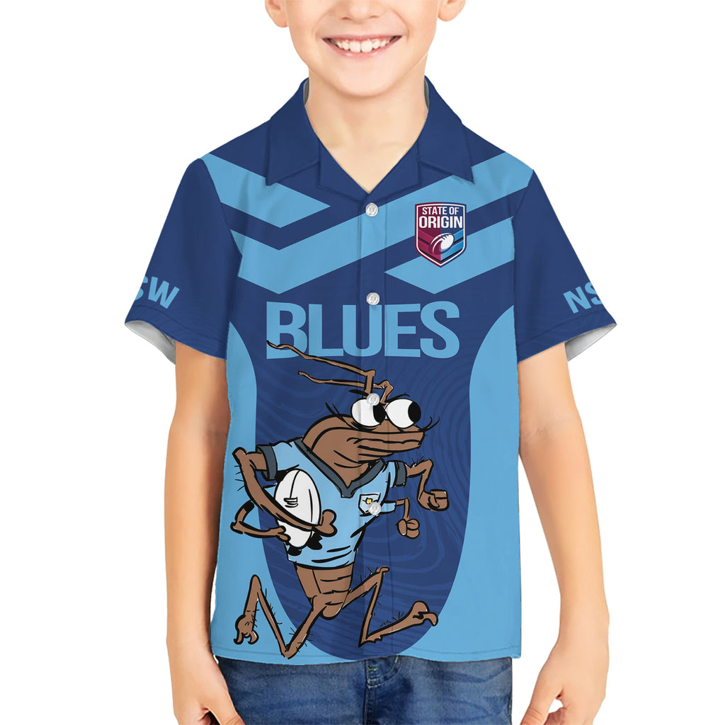 Custom New South Wales Rugby Kid Hawaiian Shirt Blues Cockroach Origin Sporty