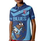 Custom New South Wales Rugby Kid Polo Shirt Blues Cockroach Origin Sporty