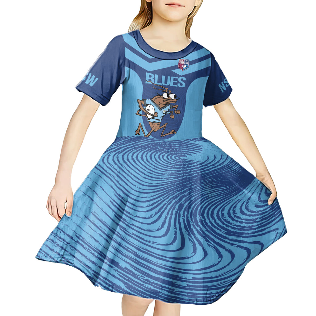 Custom New South Wales Rugby Kid Short Sleeve Dress Blues Cockroach Origin Sporty