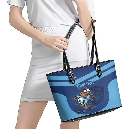 Custom New South Wales Rugby Leather Tote Bag Blues Cockroach Origin Sporty
