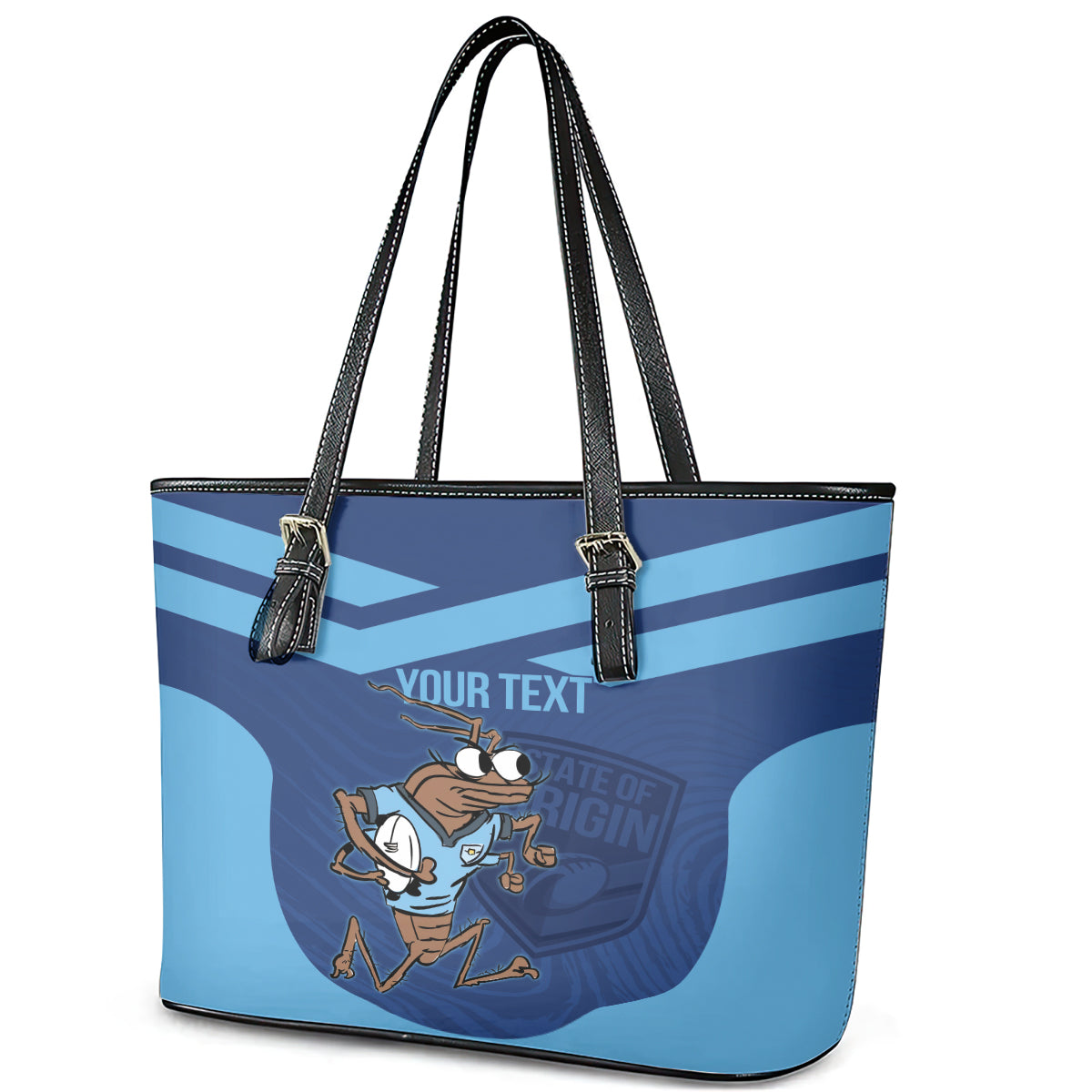 Custom New South Wales Rugby Leather Tote Bag Blues Cockroach Origin Sporty