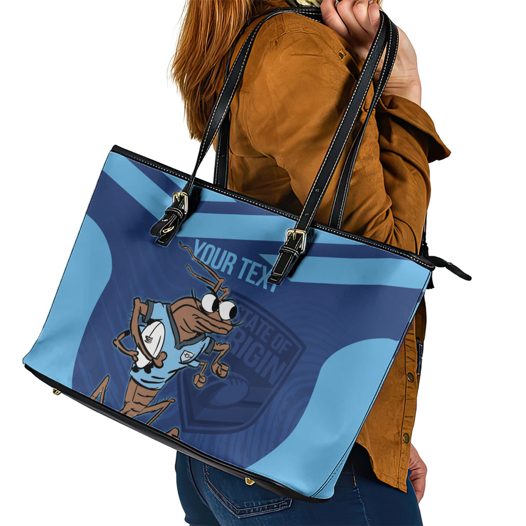 Custom New South Wales Rugby Leather Tote Bag Blues Cockroach Origin Sporty