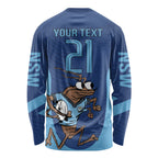 Custom New South Wales Rugby Long Sleeve Shirt Blues Cockroach Origin Sporty