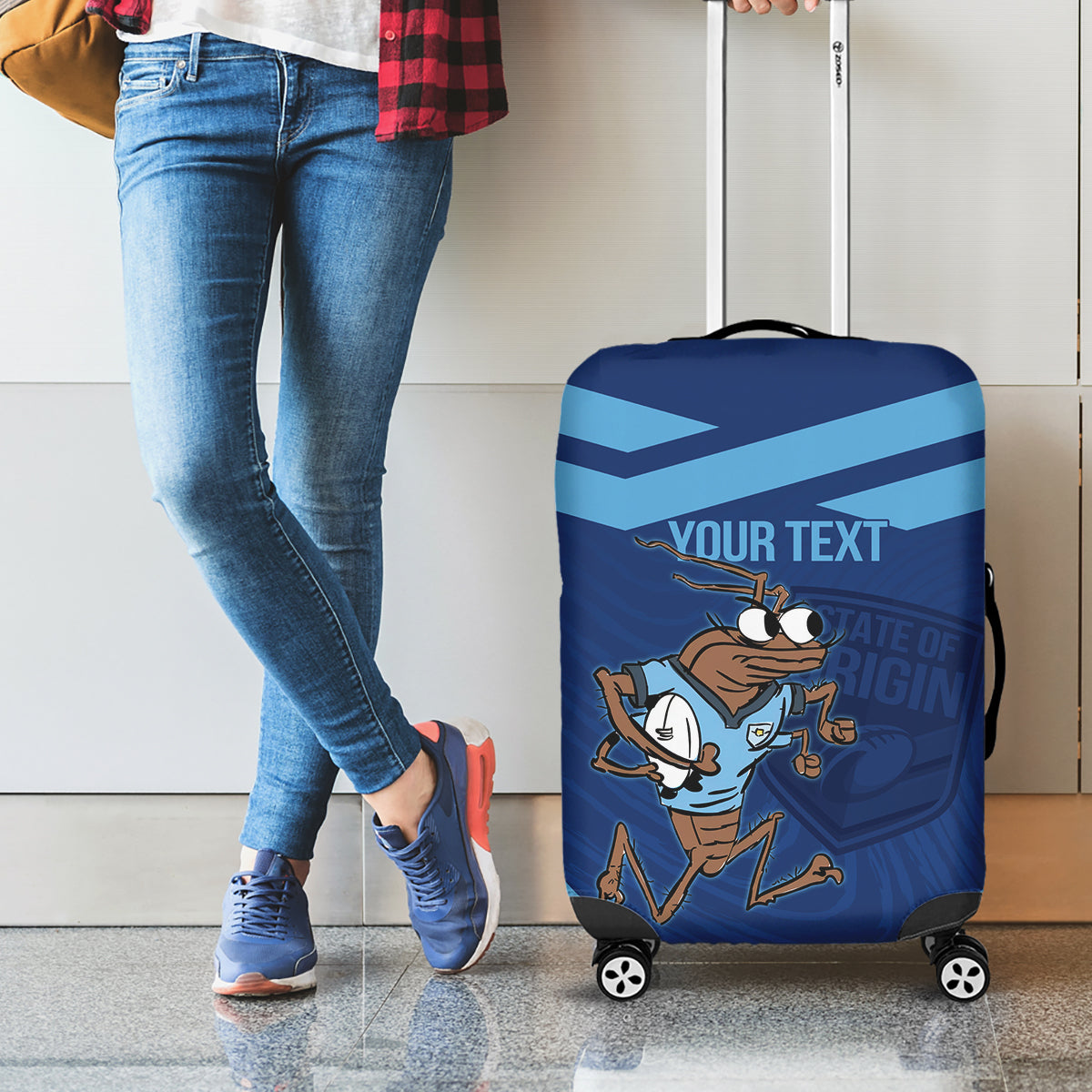 Custom New South Wales Rugby Luggage Cover Blues Cockroach Origin Sporty
