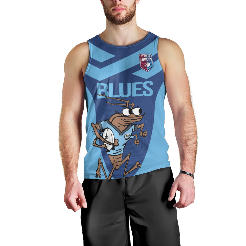 Custom New South Wales Rugby Men Tank Top Blues Cockroach Origin Sporty