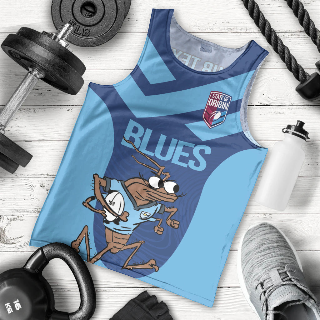 Custom New South Wales Rugby Men Tank Top Blues Cockroach Origin Sporty