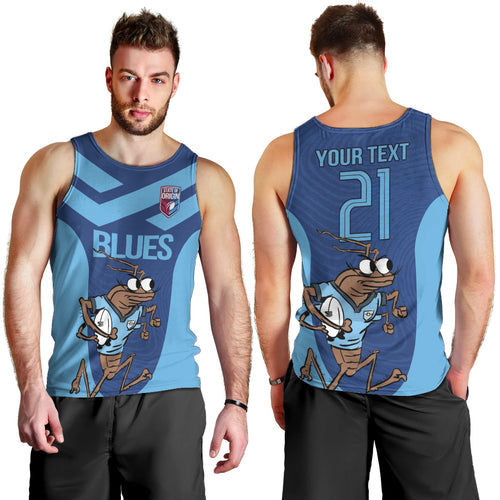 Custom New South Wales Rugby Men Tank Top Blues Cockroach Origin Sporty