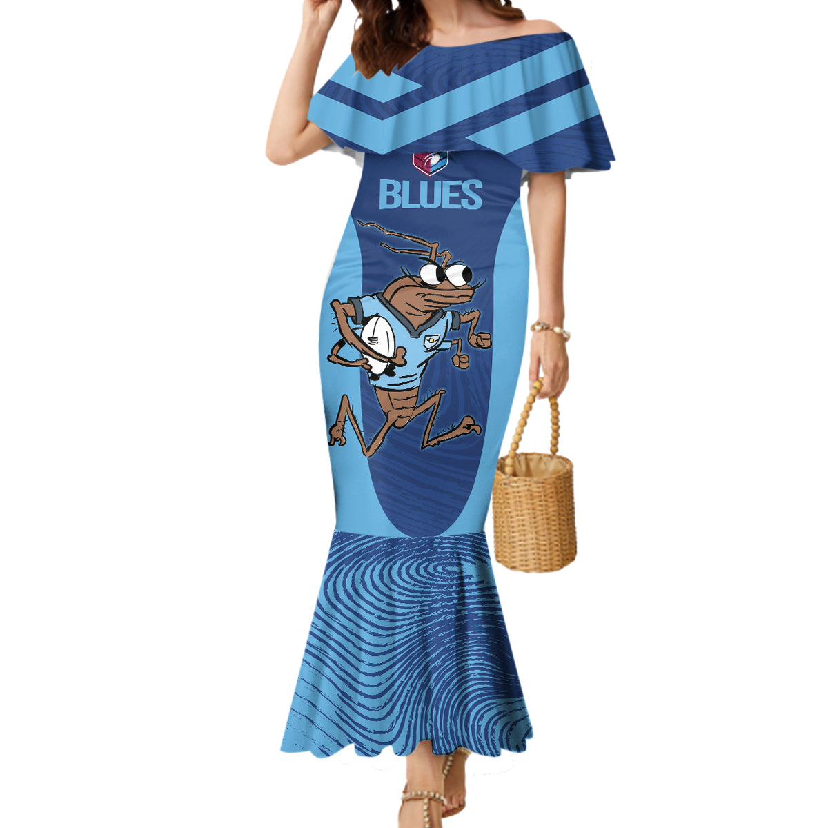 Custom New South Wales Rugby Mermaid Dress Blues Cockroach Origin Sporty