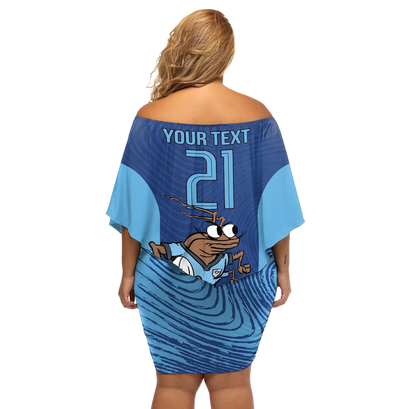Custom New South Wales Rugby Off Shoulder Short Dress Blues Cockroach Origin Sporty