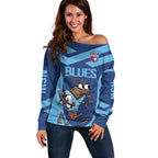 Custom New South Wales Rugby Off Shoulder Sweater Blues Cockroach Origin Sporty