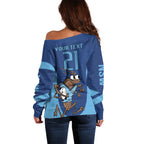 Custom New South Wales Rugby Off Shoulder Sweater Blues Cockroach Origin Sporty