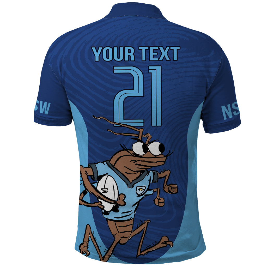 Custom New South Wales Rugby Polo Shirt Blues Cockroach Origin Sporty