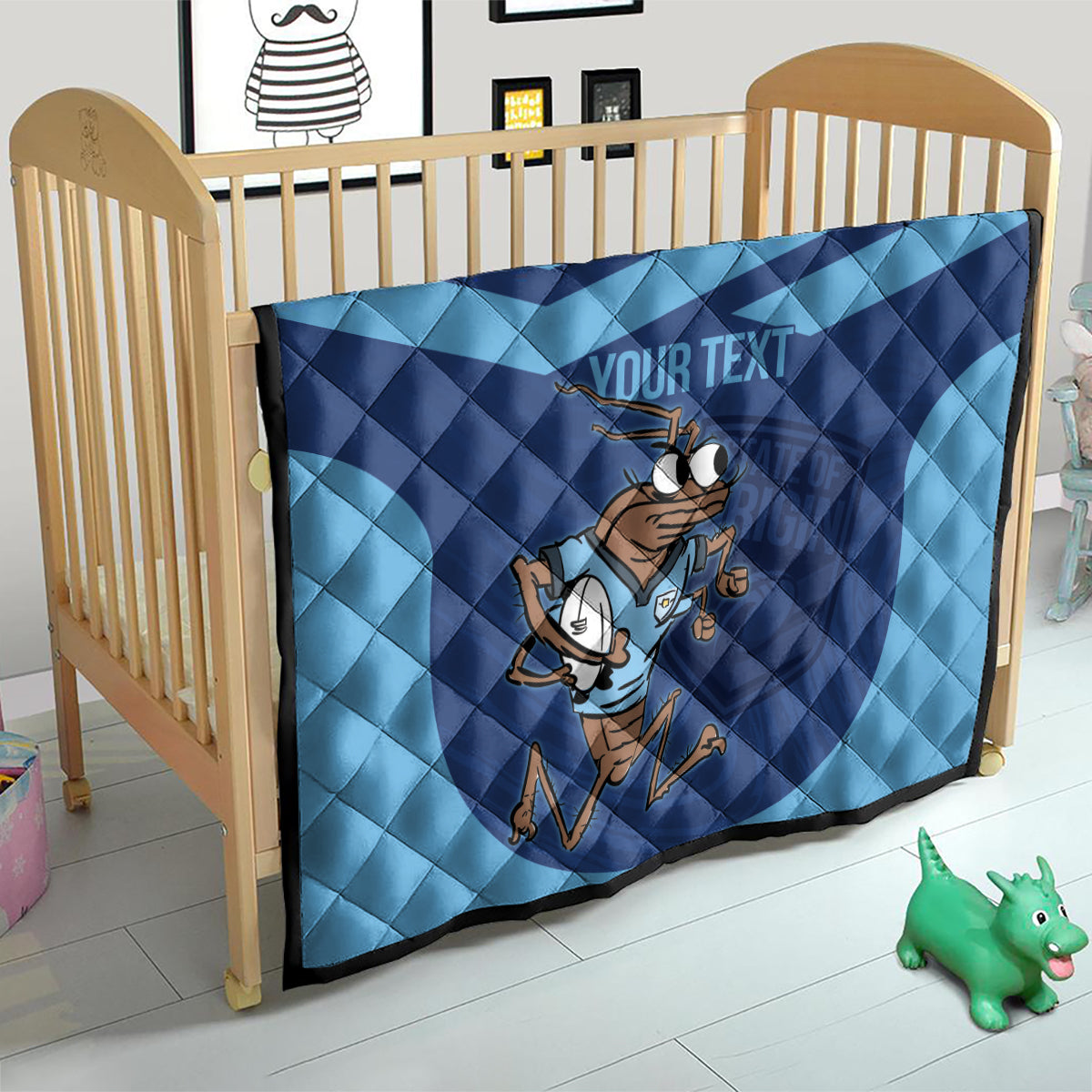 Custom New South Wales Rugby Quilt Blues Cockroach Origin Sporty