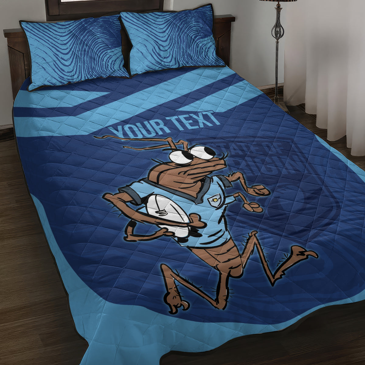 Custom New South Wales Rugby Quilt Bed Set Blues Cockroach Origin Sporty