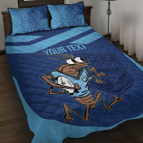 Custom New South Wales Rugby Quilt Bed Set Blues Cockroach Origin Sporty