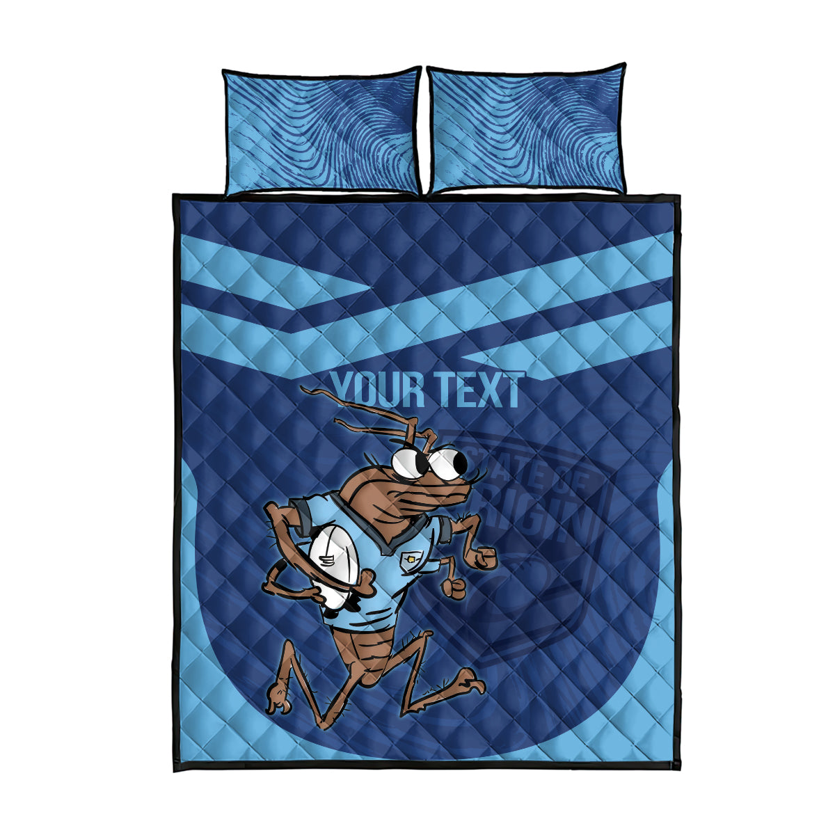 Custom New South Wales Rugby Quilt Bed Set Blues Cockroach Origin Sporty