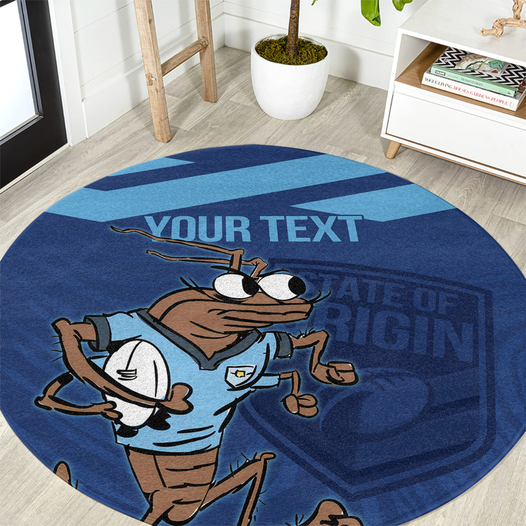 Custom New South Wales Rugby Round Carpet Blues Cockroach Origin Sporty