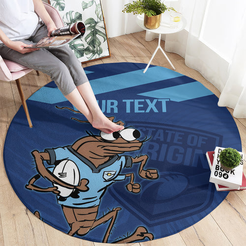 Custom New South Wales Rugby Round Carpet Blues Cockroach Origin Sporty