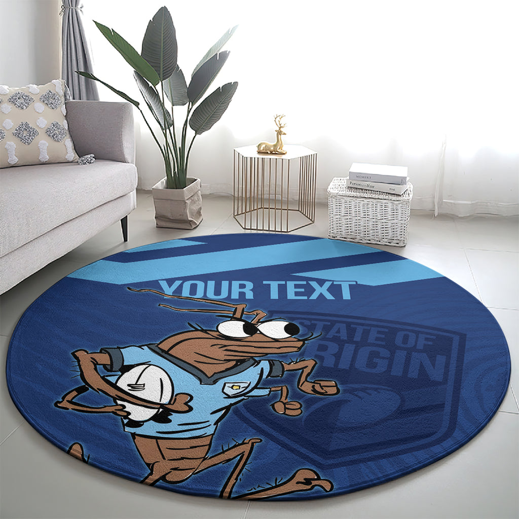Custom New South Wales Rugby Round Carpet Blues Cockroach Origin Sporty