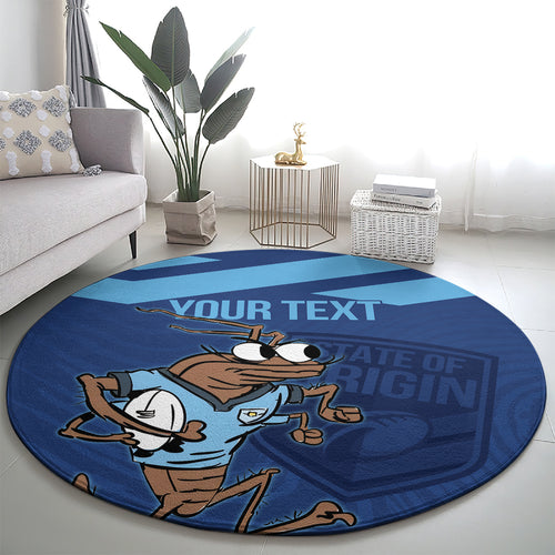 Custom New South Wales Rugby Round Carpet Blues Cockroach Origin Sporty