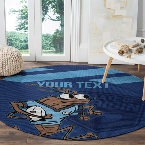 Custom New South Wales Rugby Round Carpet Blues Cockroach Origin Sporty