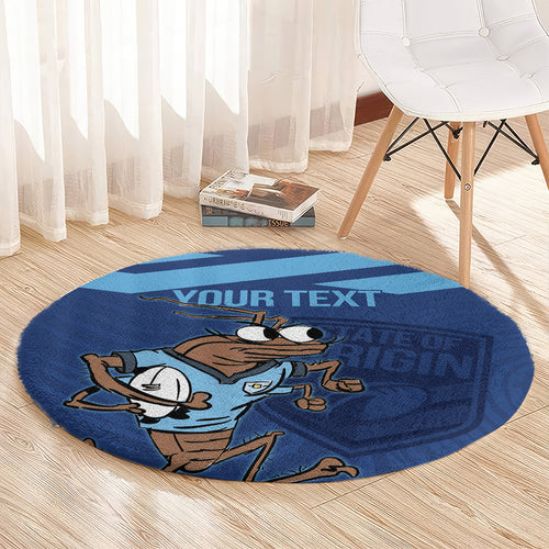 Custom New South Wales Rugby Round Carpet Blues Cockroach Origin Sporty
