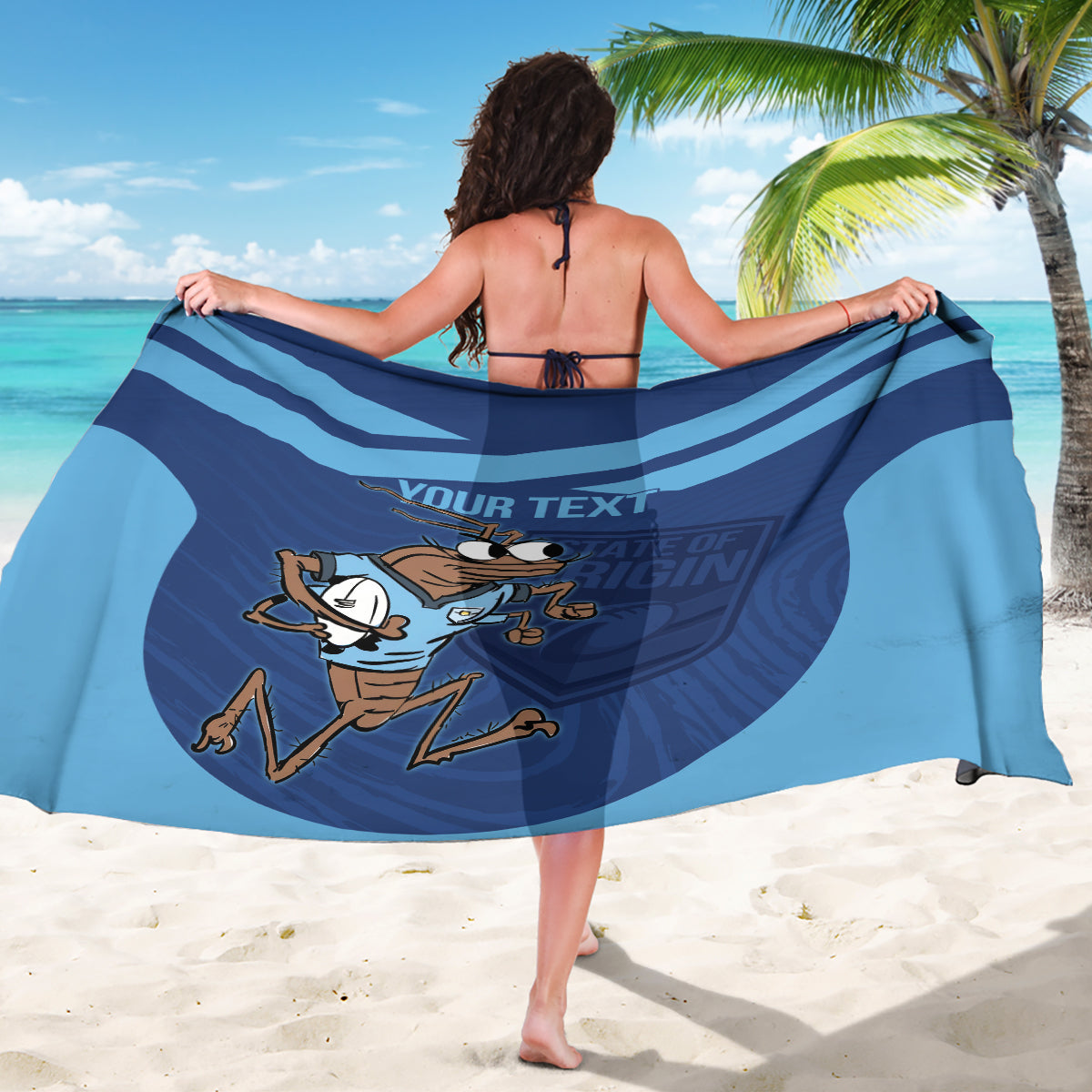 Custom New South Wales Rugby Sarong Blues Cockroach Origin Sporty
