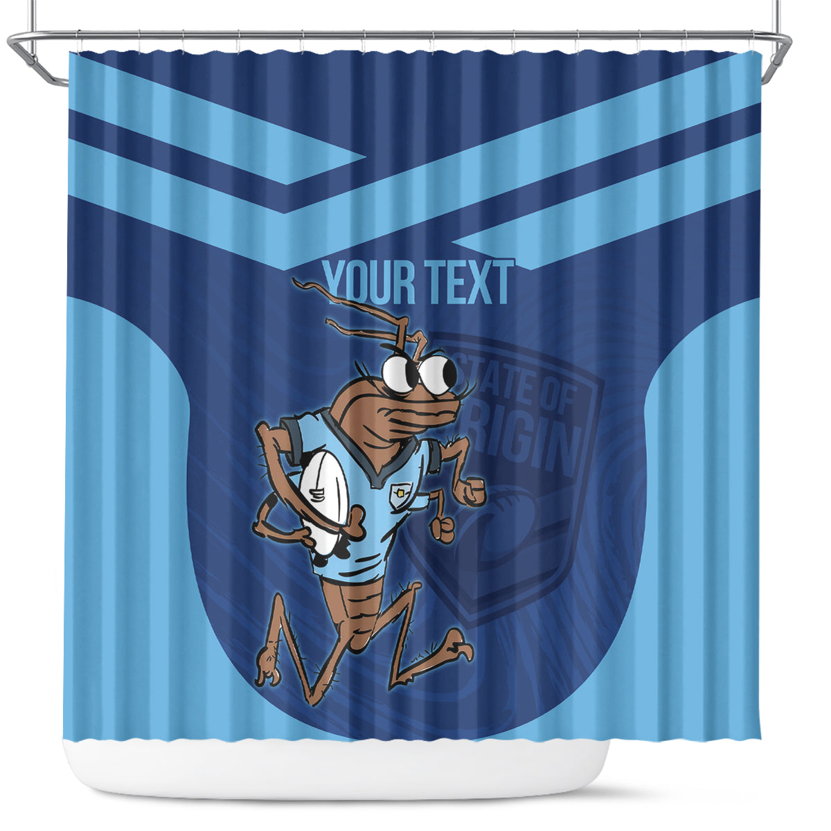 Custom New South Wales Rugby Shower Curtain Blues Cockroach Origin Sporty