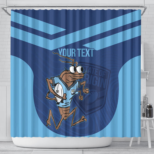 Custom New South Wales Rugby Shower Curtain Blues Cockroach Origin Sporty