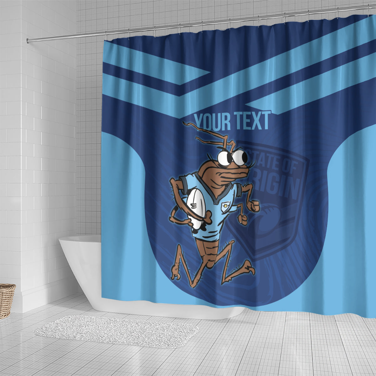 Custom New South Wales Rugby Shower Curtain Blues Cockroach Origin Sporty