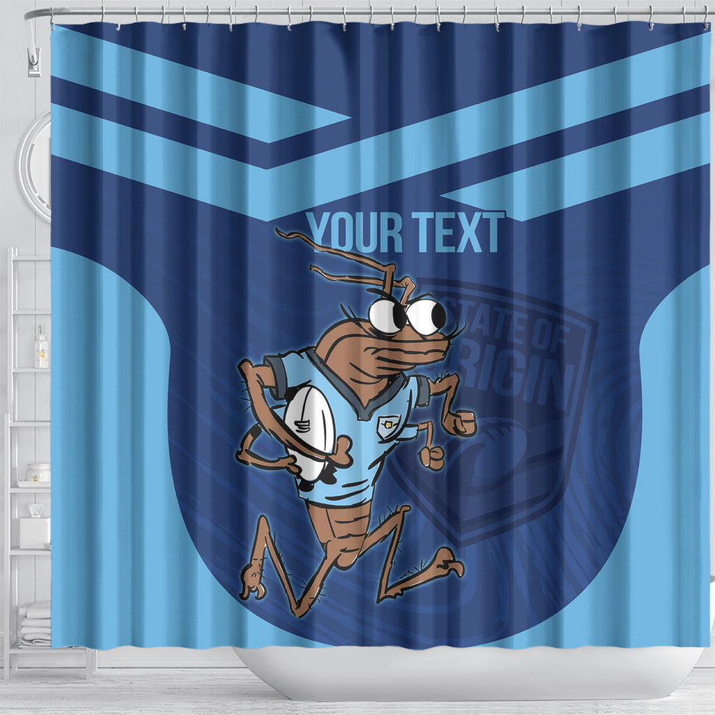 Custom New South Wales Rugby Shower Curtain Blues Cockroach Origin Sporty