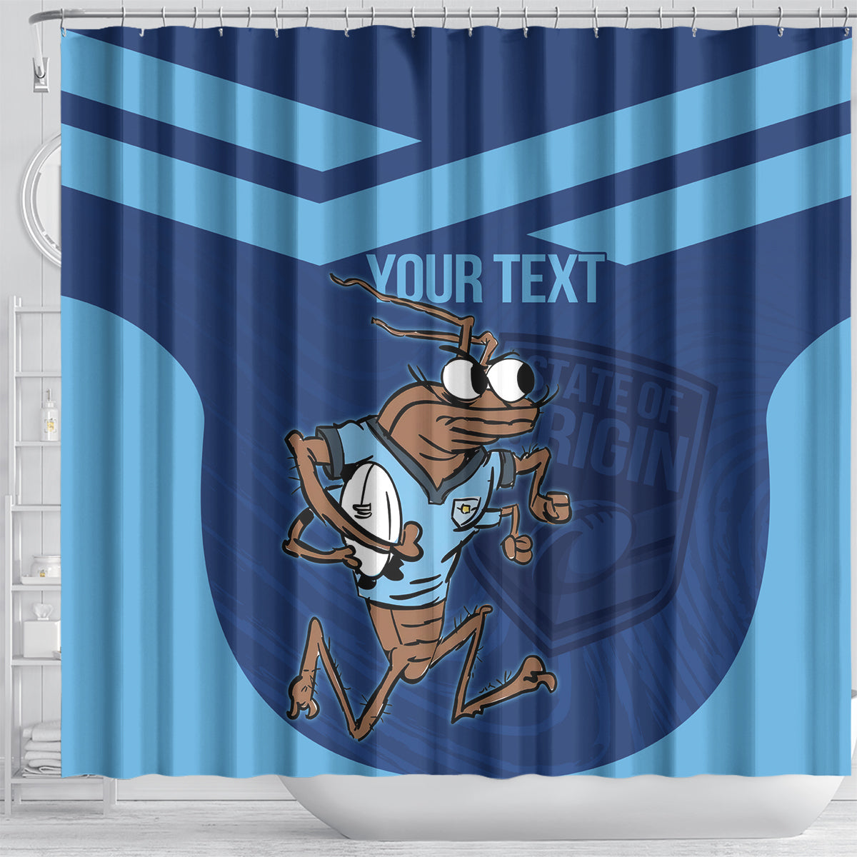 Custom New South Wales Rugby Shower Curtain Blues Cockroach Origin Sporty