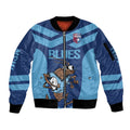 Custom New South Wales Rugby Sleeve Zip Bomber Jacket Blues Cockroach Origin Sporty