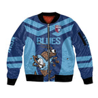 Custom New South Wales Rugby Sleeve Zip Bomber Jacket Blues Cockroach Origin Sporty