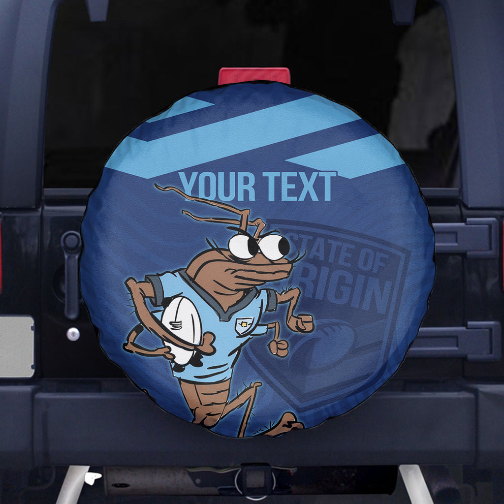 Custom New South Wales Rugby Spare Tire Cover Blues Cockroach Origin Sporty
